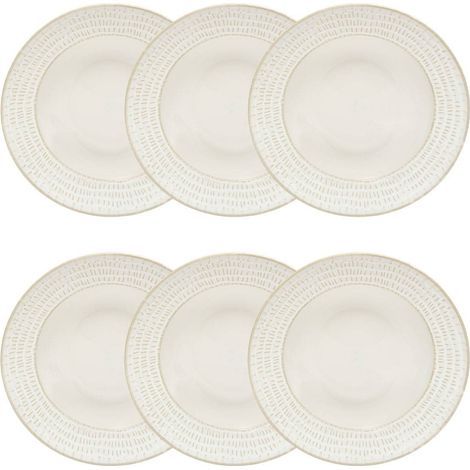 Lot de 6 Assiettes Creuses Traits "Camille" 20cm Blanc (1/4)