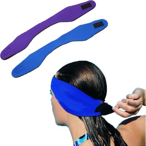 2 Pièces Bandeau de Natation,Bandeau Cheveux en Néoprène Imperméable de Haute Élasticité,Enfant Adulte Bandeau Sport Élastique Pour La Natation et Autres Sports Nautiques(Bleu et Violet-M) (1/5)
