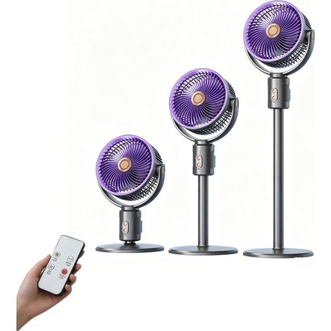 Ventilateur sur pied silencieux – télécommande 5 vitesses – oscillation 120° – batterie 5400mAh – pour grand salon – Violet (1/5)
