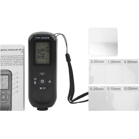 Paint Coating Thickness Gauge Depth Meter 3 Units Um mm Mils for Manufacturing Vertical Screen Black
