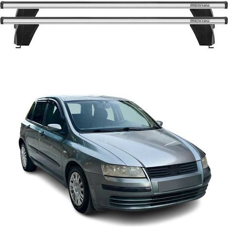 OMAC Dachträger Querträger Alu für Fiat Stilo 2001-2007 3Tür – Abschließbar – T-Nut – City-Crash-getestet – Max. 75 kg Silber (1/5)