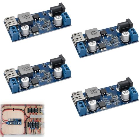 Convertisseur DC 12V 24V vers 5V 5A USB, Lot de 4 Modules Abaisseur de Tension Étanches, Régulateur d'alimentation Stable avec Protection Intégrée pour Voiture, Moto, LED et Projets DIY (1/5)