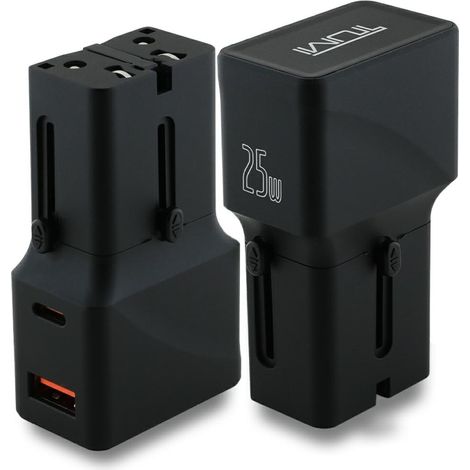 25-W-TUMI-USB-C/USB-A-Wandladegerät, Schwarz