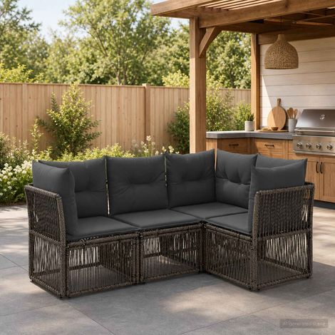 vidaXL Set Divano da Giardino 4 pz Grigio polyrattan (1/5)