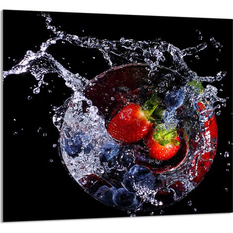 PANNEAU DE VERRE POUR CUISINE 65x60 Fraises (1/5)
