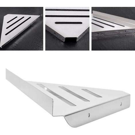Étagère triangulaire en acier inoxydable 304, design à rayures simples, adaptée à une utilisation à domicile et à l'hôtel, sans perçage nécessaire. (1/5)
