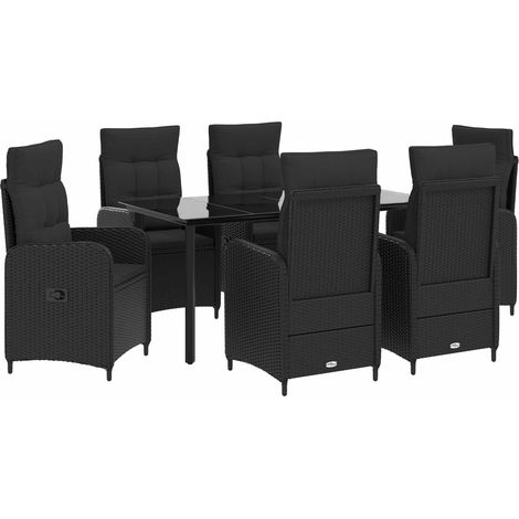Sofa-Tischset 7 pcs PE Rattan und pulverbeschichteter Stahl vidaXL