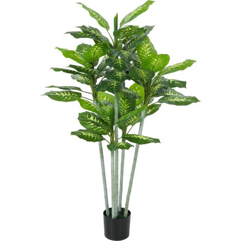 Plante artificielle calathea hauteur 150 cm pot ciment 53 feuilles - intérieur