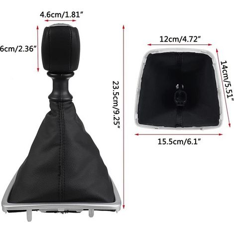1 jeu de housse de protection pour pommeau de levier de vitesse 6 vitesses en plastique noir et cuir PU, cache-poussière (1/4)