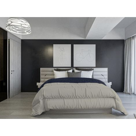 Couette d'hiver Ignifuge Bicolore SAIA, Bleu foncé/Gris Clair 260 x 260 cm (1/5)