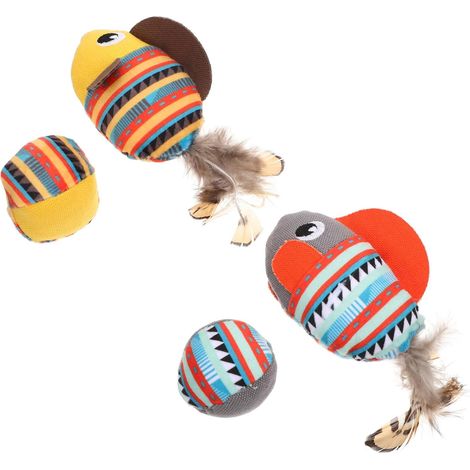 2sets Jouets interactifs chat Balles dentées chat Jouets d'animal Chew Balles de jeu chat intérieur, polyvalent et pratique (1/5)