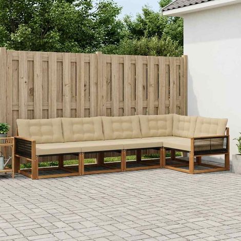 vidaXL Outdoor-Sofagarnitur mit Kissen 5 pcs Natur und Beige (1/5)