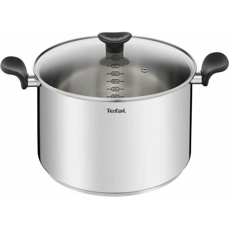 Marmite inox 28cm + couvercle en verre - Tefal - E3086404 (1/5)