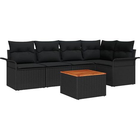 Maison Exclusive - Set Divano da Giardino con cuscino 6 pcs Nero polyrattan