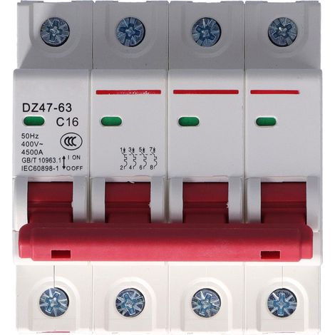 Circuit Breaker 4P Mini Air Switch MCB Overload Short Protection 400V for Household16A