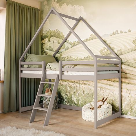 Letto a mezza altezza 90x200 con rete a doghe Coraline Cashmere