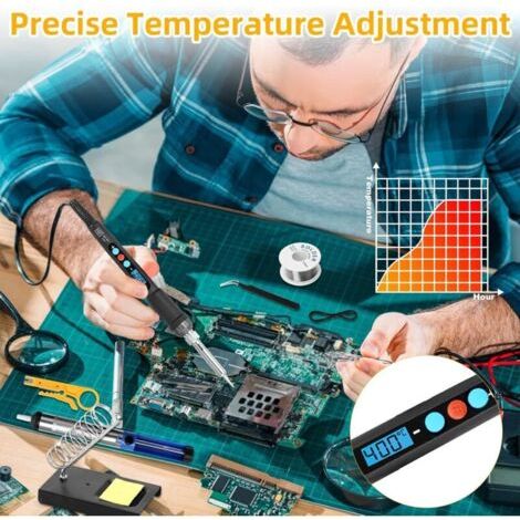 NALOOKAMIC Fer à Souder Kit, Fer a Souder Etain Température Réglable 180-500°C Fer a Souder Electronique de Precision avec Etain a Souder, Pompe a Dessouder, Multimètre Numérique, 5 Conseils de Soudag (1/3)