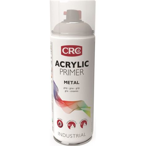 Peinture d'apprêt aérosol CRC ACRYLIC PAINT, Gris Brillant, 400ml ( Prix pour 1 ). Protège contre la corrosion