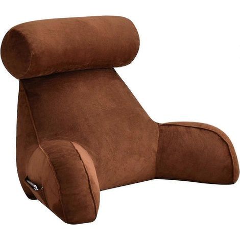Coussin de lecture, coussin de dossier, coussin de dossier pour s'asseoir au lit, grand dossier pour adultes avec accoudoirs, poches latérales, coussin cervical amovible pour lire ou regarder un café (1/5)