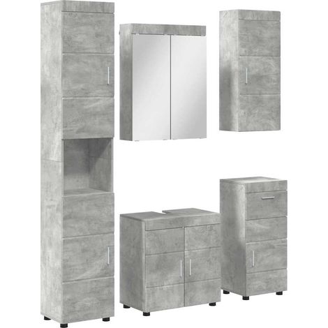 Juego de muebles de baño TULUM 5 pcs Gris Concreto vidaXL
