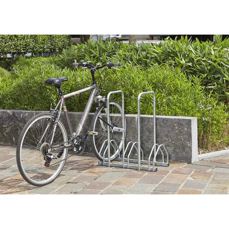 Mottez – Râtelier 3 vélos avec 2 arceaux antivol – Dimensions 72 x 33 x HT 83 cm – Entraxe 31 cm – Passage de roues 35 à 55mm