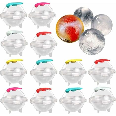 Set mit 12 riesigen runden Eiswürfelformen für Whisky, Cocktails, Säfte, Süßigkeiten, Gelee, Sommergetränke und alkoholfreie Kaltgetränke, Farbe zufällig