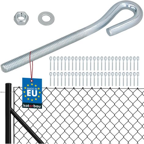 KOTARBAU® Lot de 50 Tendeur Grillage M10, Tendeur Cable pour Clôture, Acier Galvanisé, Crochet Fileté avec Écrou et Rondelle, Tendeur Fil de Fer, Argenté, Fermé (1/5)