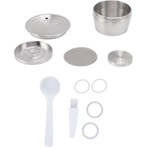 Stainless steel coffee capsule kit, reusable filter, gasket, brush, spoon, and compression plate for EDG DG325 (1/5)