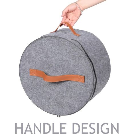 Stor hattförvaringslåda hattbehållare 40 26 cm rond non-tissé tyg PVC bärbar enkel design