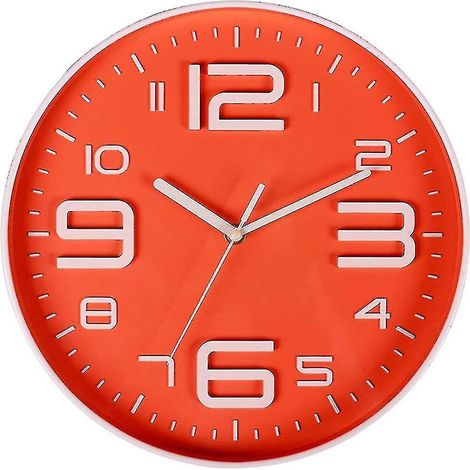 Horloge murale silencieuse 3D à chiffres, 25 cm (10 pouces), orange, fonctionnant à piles (1/5)