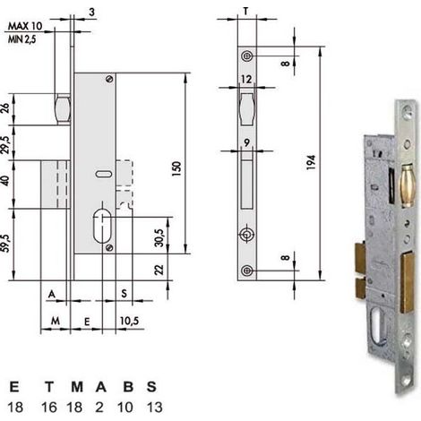 Serrure d'insertion pour montants All 44235-18-0 Cisa
