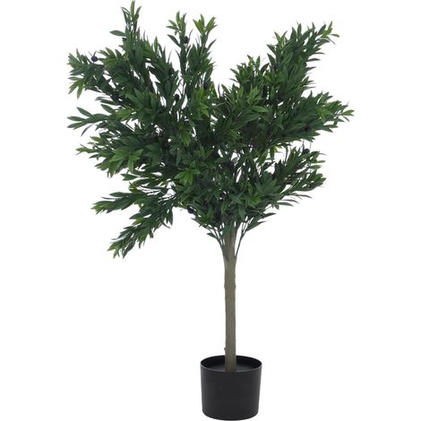 Olivo artificiale HHG-052, in vaso, albero decorativo, realistica, sempreverde, per esterni, 130x99x50cm (1/5)