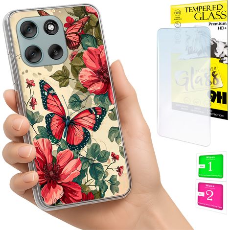 Coque pour Motorola Moto G56 Photo Case Back Graphics Papillons + Verre (1/5)