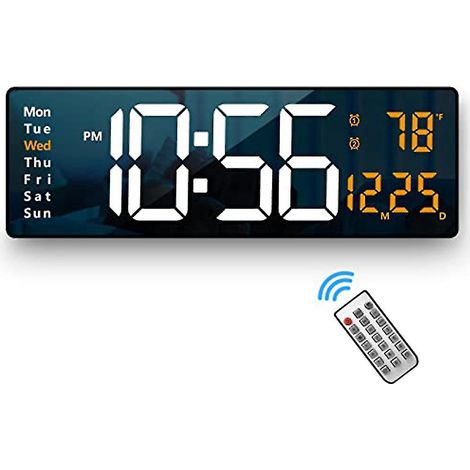 Digitale Wanduhr, Wanduhren, Moderne digitale LED-Uhr mit Fernbedienung für die Schlafzimmerdekoration