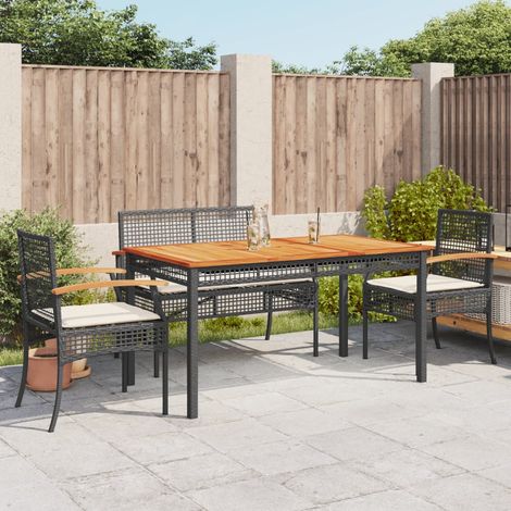 Set de muebles jardín 5 pzas con cojines ratán sintético negro vidaXL (1/5)