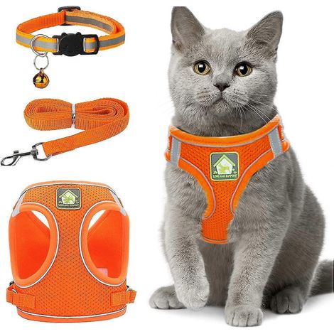 Harnais réfléchissant ajustable pour chatons avec gilet anti-fugue et respirant (1/4)