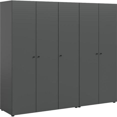 Darwin armoire de rangement 5 portes anthracite.