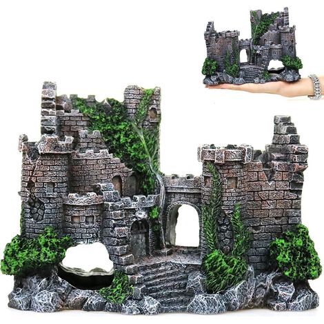 Château miniature en résine pour aquarium, ornement décoratif château avec tour, décoration de réservoir à poissons, accessoire de paysage aquatique, château de simulation pour tank, décoration origin (1/5)