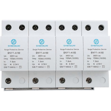 Parafoudre 4P 150kA Protecteur Surtension AC 385V Disjoncteur Anti-Foudre Résidentiel (1/4)