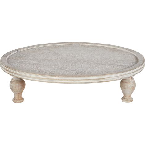Soporte para tartas de madera clara de mango tallada bandeja expositora de repostería Luksor (1/5)