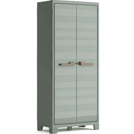 Keter- Planet Outdoor Mobiletto Multiuso in Resina per Uso Interno ed Esterno - Ripiani e Gambe Regolabili - Ripiegabile - 80 x 44 x 182 cm - Verde Giada - Riciclato all'80% (1/10)