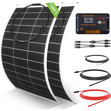 ECO-WORTHY 260W Solar Flexible Panel Basic Kit with 30A Controller for Caravan, Boat, Boat, Home