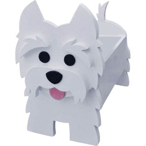 Maceta decorada con forma de un simpático perro, con estampado de labrador, para el jardín. (1/5)