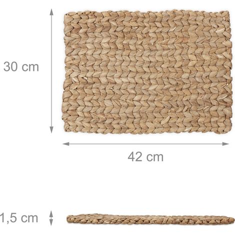 Set di 6 tovagliette americane rettangolari design natura sala da pranzo 40 x 30 cm in eichhornia beige 130014897