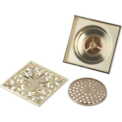 Desagüe de suelo cuadrado antiguo para ducha, rejilla de desagüe - Latón - Filtro colador - Limpieza de desagües - Baño/lavadero (1/5)