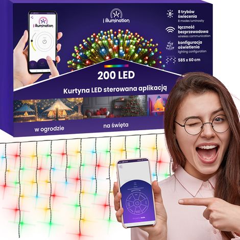 Ganzjahres-LED-Vorhang, gesteuert über die APP, Lichtdekoration 200 Girlande