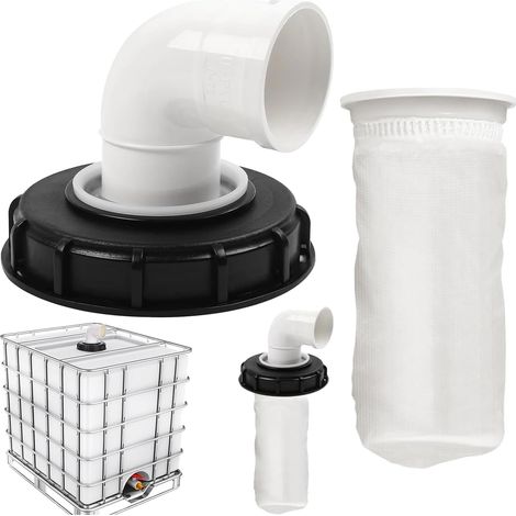 Filtre de couvercle IBC 90° - Filtre IBC - 165 mm - Tête droite avec couvercle - Filtre à eau de pluie en nylon lavable - Filtre à eau de pluie pour réservoir d'eau de pluie (1/5)