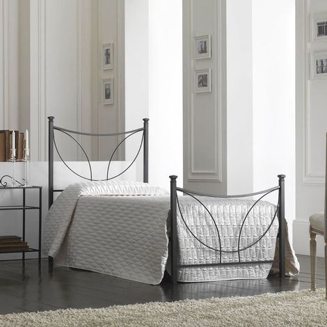 Letto in ferro singolo con pediera TULIPANO Nero 92x208x h117 cm