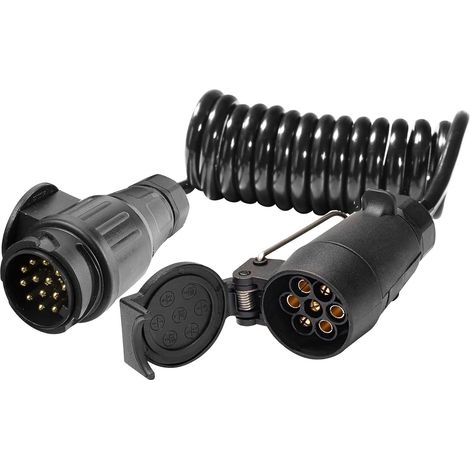 Rallonge Remorque 7Broches Max. 1.8M 12v Câbles D'extension Remorques 13 vers 7 Broches Prise,Adaptateur Précâblé Spiralé pour Caravane (1/4)