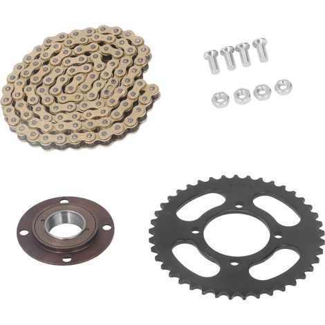 Kettensatz aus goldfarbener Aluminiumlegierung für Vorder- und Hinterrad, 104 Glieder, 420er Kette, 41-Zahn-Ritzel, zahnloses Schwungrad (1/4)